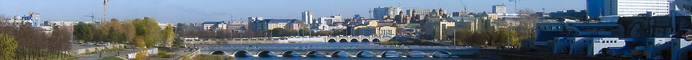 Вид на центр города с моста через Миасс по Свердловскому проспекту
